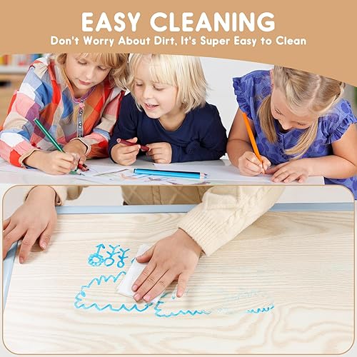 Miniatura 5 de Juego de mesa y silla para niños, Juego de mesa y silla para niños pequeños, Patas de mesa antideslizantes y organizador, Altura ajustable,