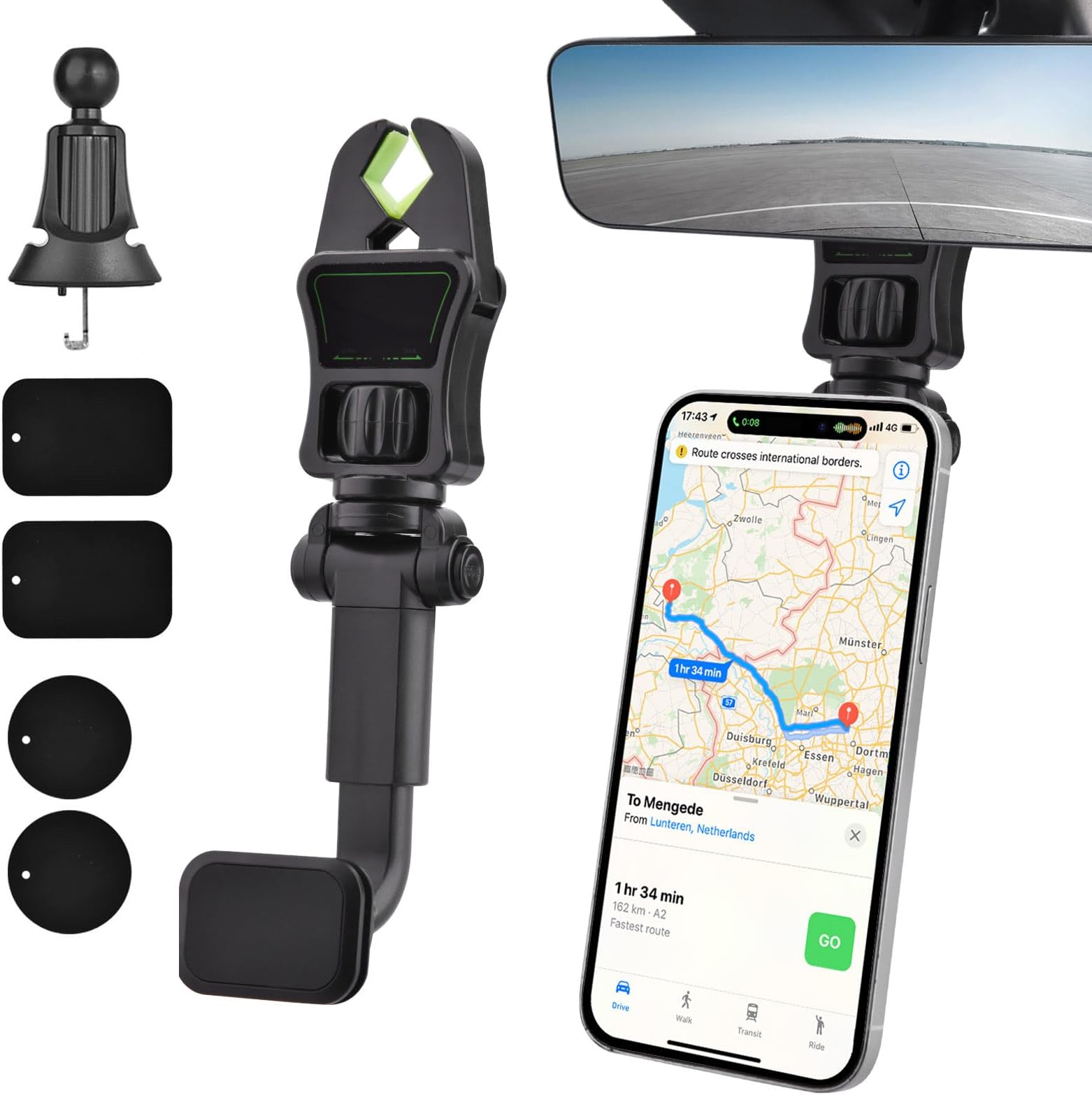 LvShuLiangPin Rearview Mirror Phone Holder for Car, 360