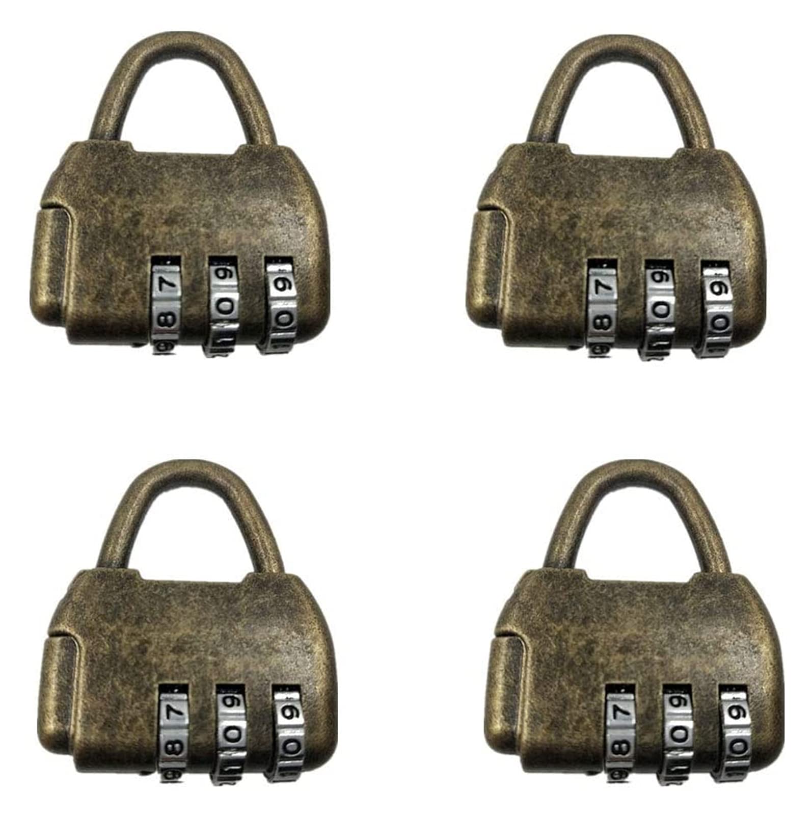 Padlocks with Code， 4pcs Padlock Archaize Style Lock,Changeable Password,Default Combination Padlocks