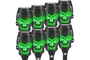 8 Pack Solar Skull Tiki Torches Flickering Flame Lights