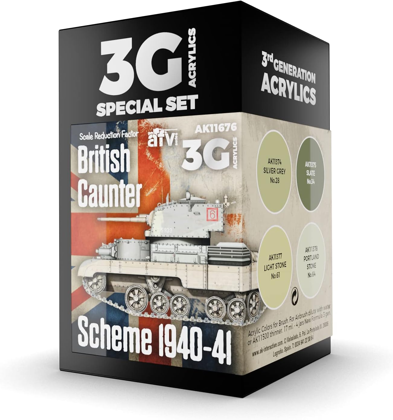 AK Interactive 3G British Caunter Scheme 1940-1941 - Plastic Modelling Paints & Accessories, Item # AK-11676