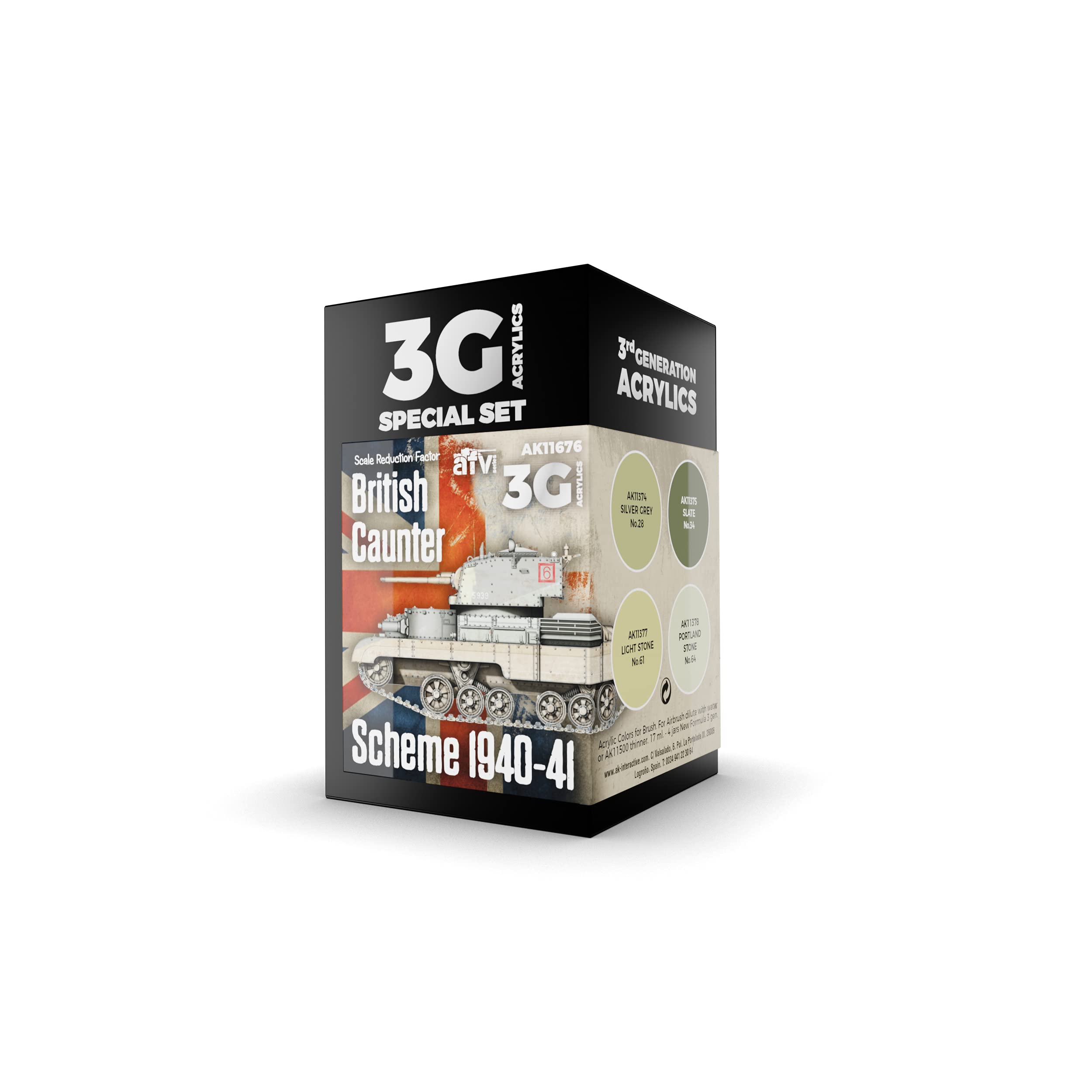 AK Interactive 3G British Caunter Scheme 1940-1941 - Plastic Modelling Paints & Accessories, Item # AK-11676