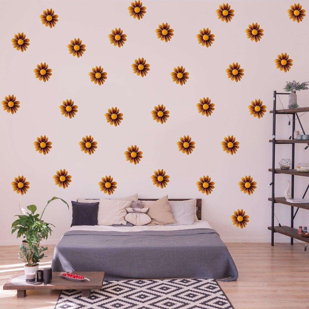 Boho Blossom Daisy Stickers muraux décoratifs Motif branche d'arbre Art 20
