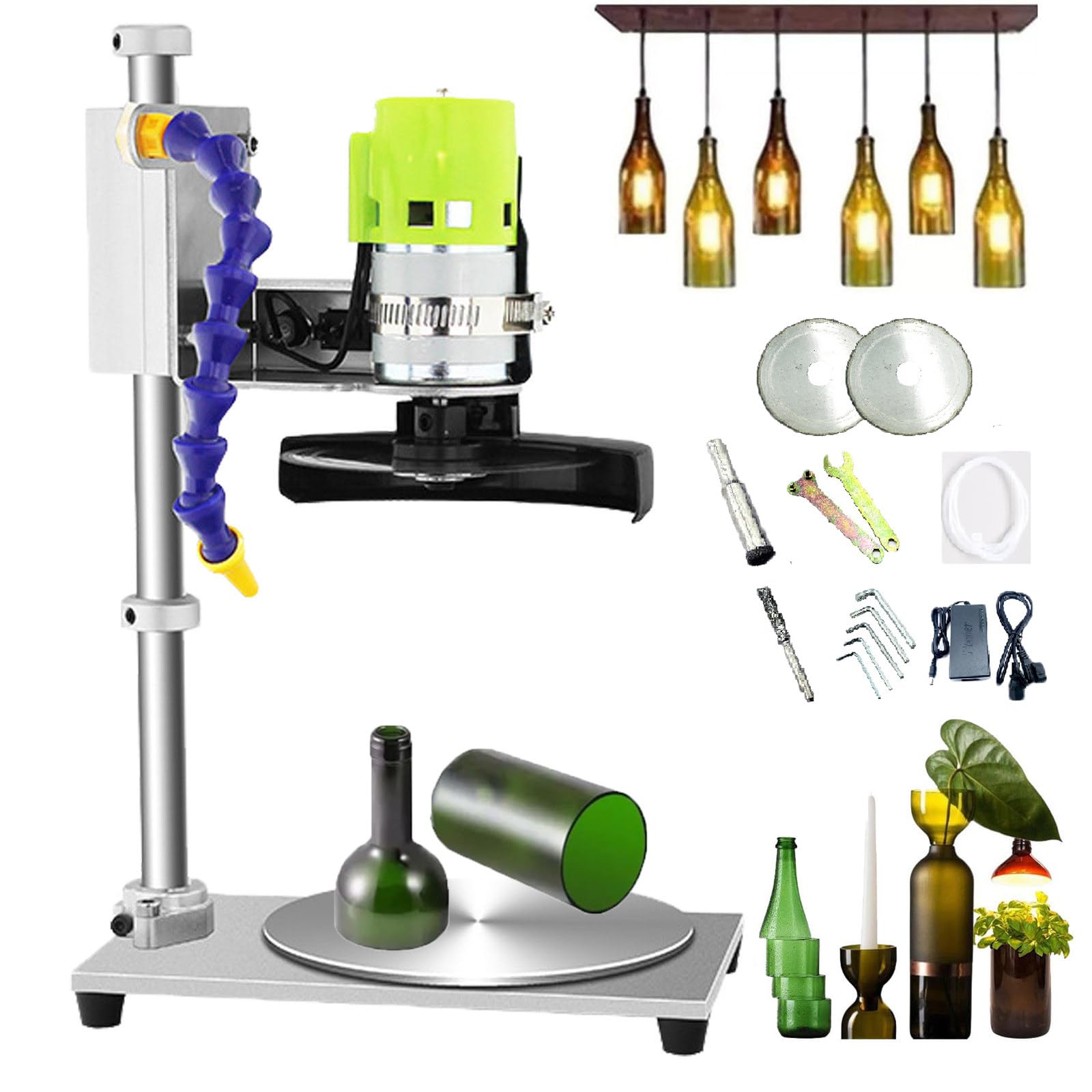 Tagliabottiglie Elettriche In Vetro - Velocità Regolabili 2000-6000 RPM, Vetro Versatile e Macchina da Taglio Ceramica con Base Antiscivolo Stabile per Progetti creativi fai da te come vasi e vasi di