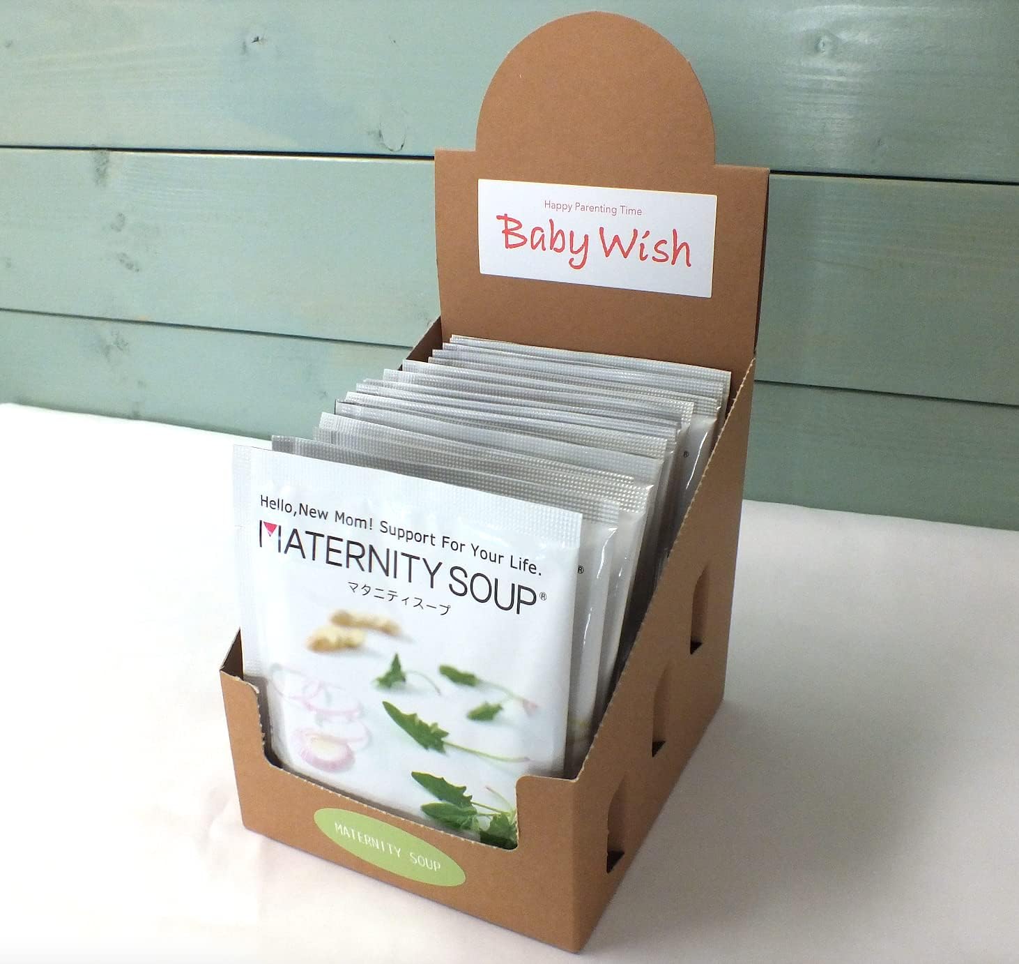 年末特別価格 Baby Wish マタニティスープ 卓上用ボックス クラフト 食入 ４種類スープ 妊娠中のママとおなかの赤ちゃんへの贈りもの 葉酸 鉄分 カルシウム配合 妊婦 お祝い プレゼント ご懐妊 産休 テーブルトップ食入 クラフト プレート ボウル