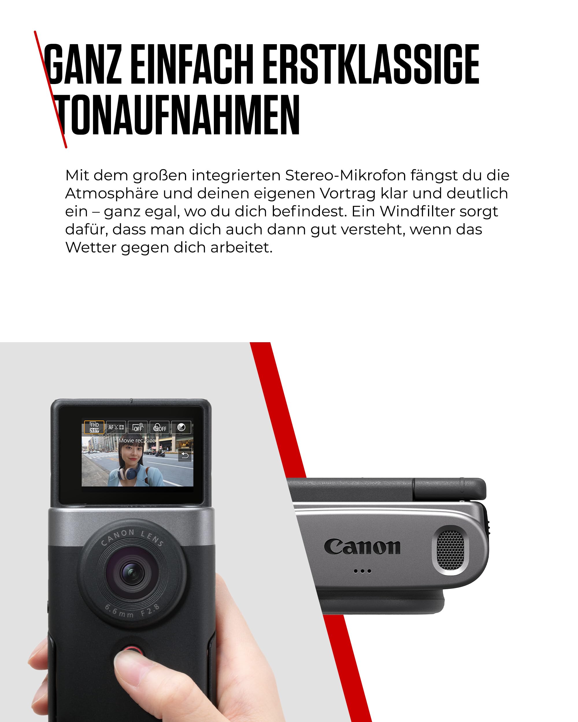 Canon PowerShot V10 Vlogging Starter Kit Kompaktkamera Digitalkamera silber (Weitwinkel Objektiv – Bild 8