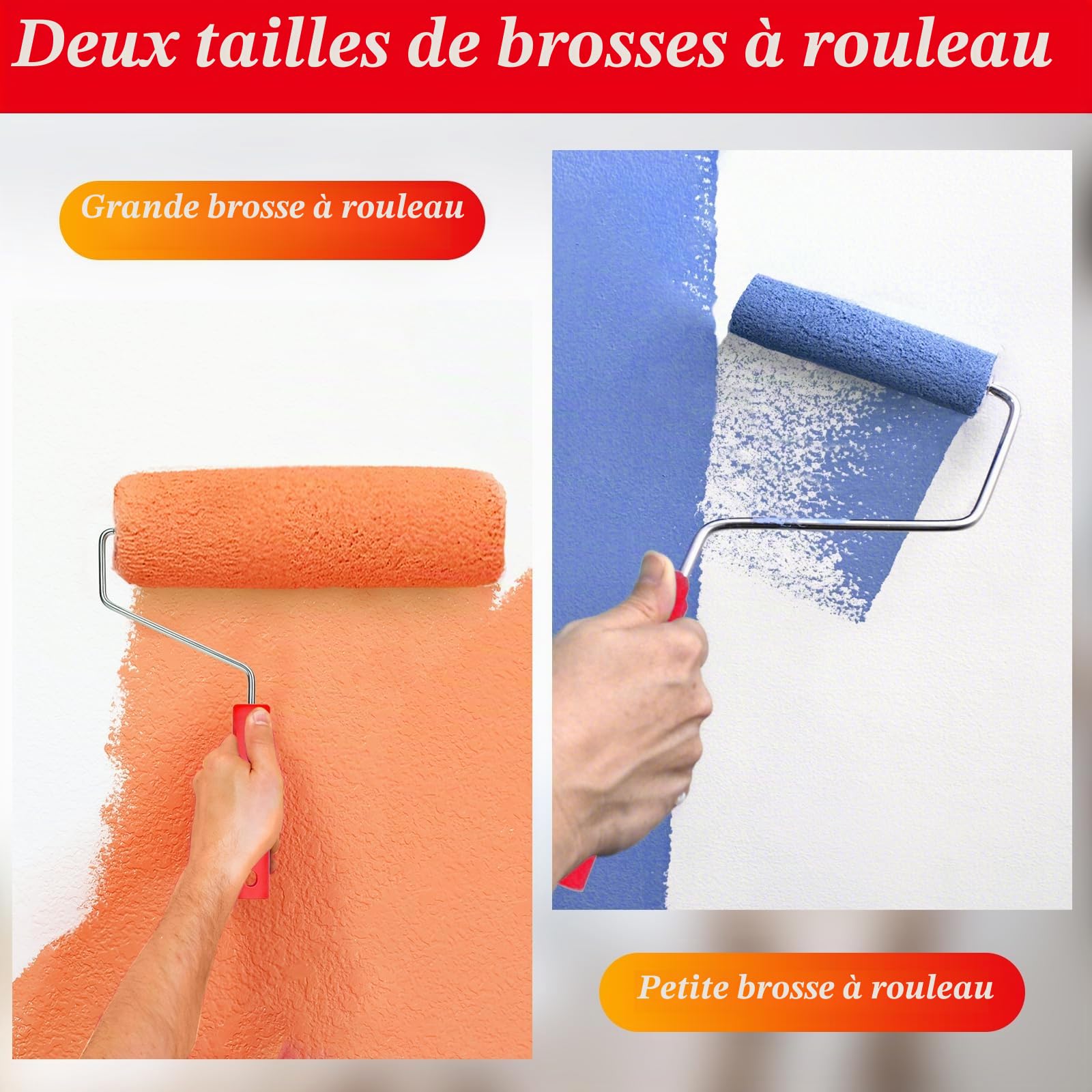 DRE-Rouleau Brosse Peinture, Brosse à Rouleau de Bordure Brosse Maison