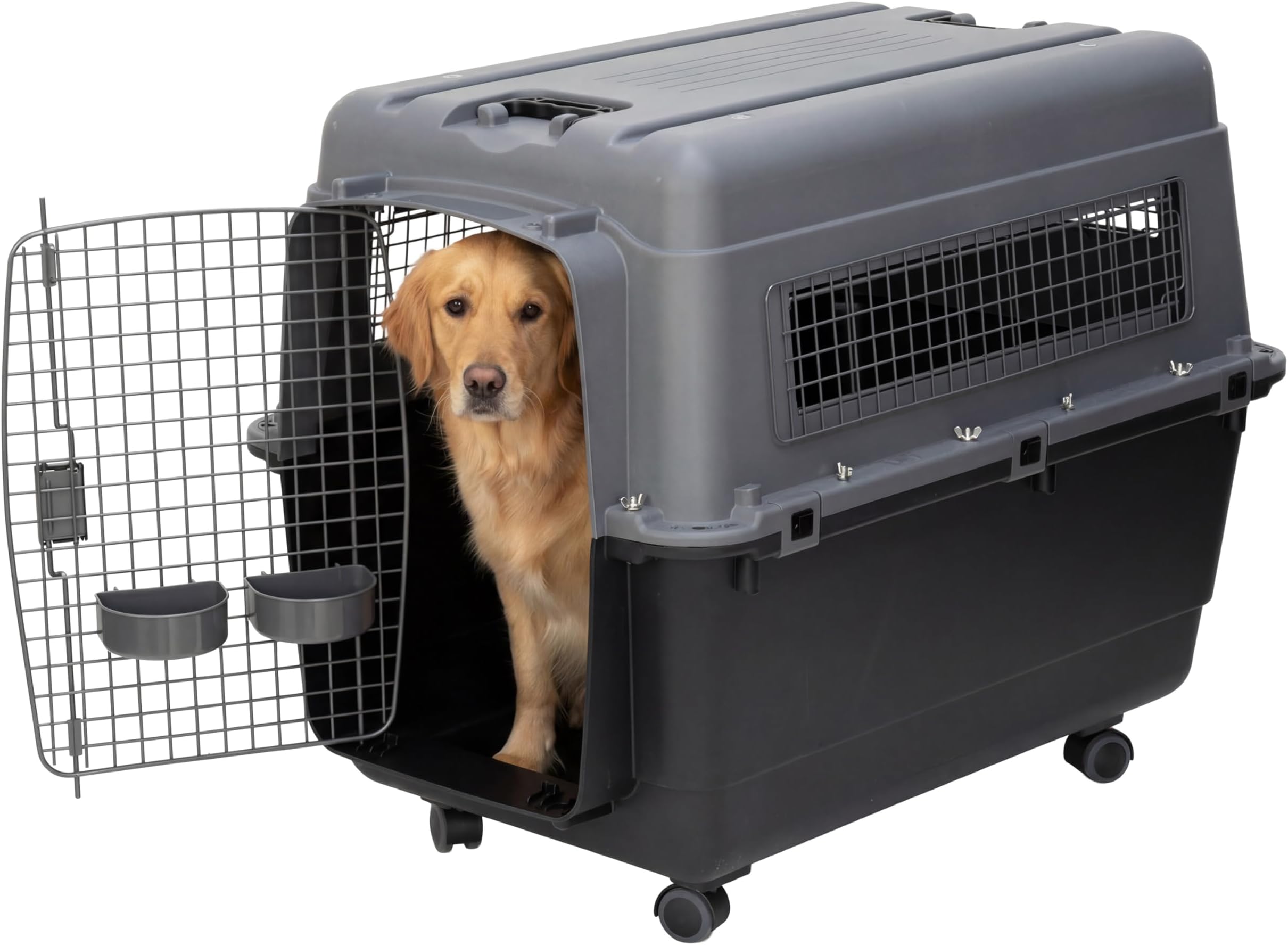 SportPet Designs Plastic Airline Approved Kennels Wire Door Travel Dog Crate, X-Large