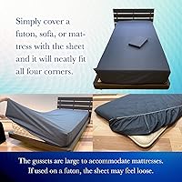 Vista 4 de FULI Sábanas bajeras 100% algodón, funda de colchón de futón japonés, sofá futón, sábana de cama, fabricada en Japón (gris oscuro, King)