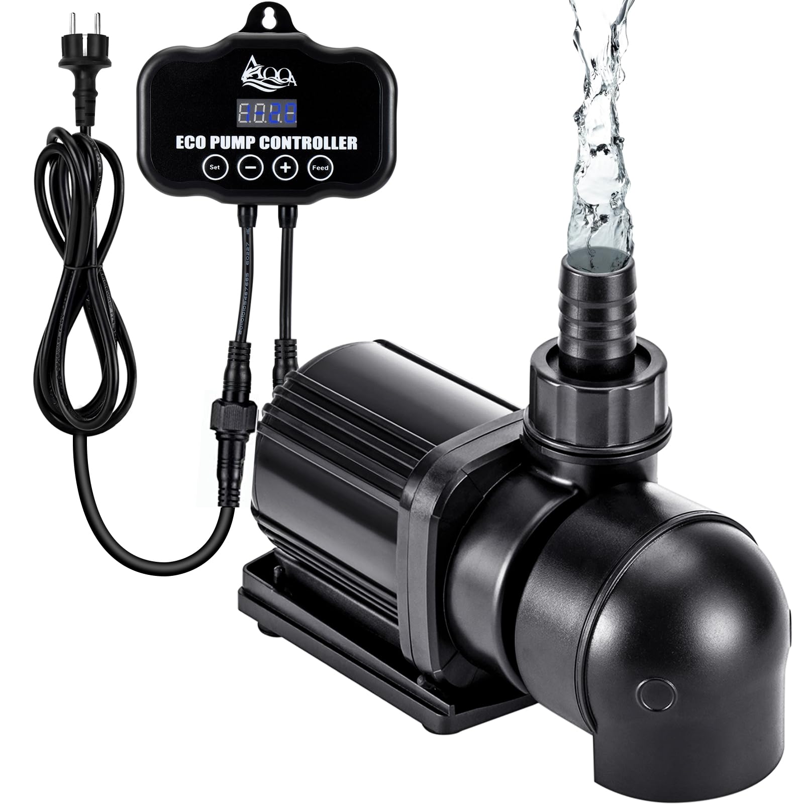 AQQA Aquarium Wasserpumpe,75W 9000L/H Aquarium Teichpumpe,Einstellbare Tauchpumpe mit Zirkulation machen Welle,Fütterungsmodus,20 Optionen Flow,Leise Amphibipumpe für Fischtank,Wasserfall,Hydroponik