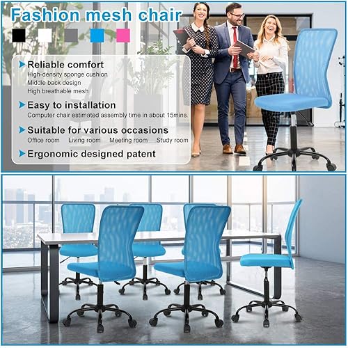 Miniatura 5 de Silla de oficina en casa, silla de computadora, silla de estudiante, silla de escritorio, silla de malla con respaldo medio, silla de oficina