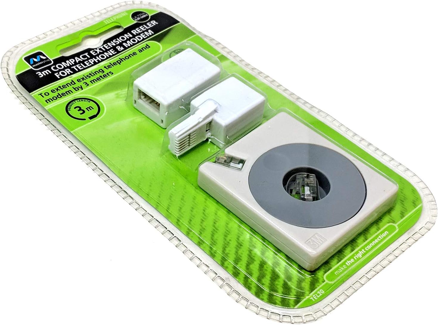 Telephone and Modem compact extension reeler 3M (Masterplug)