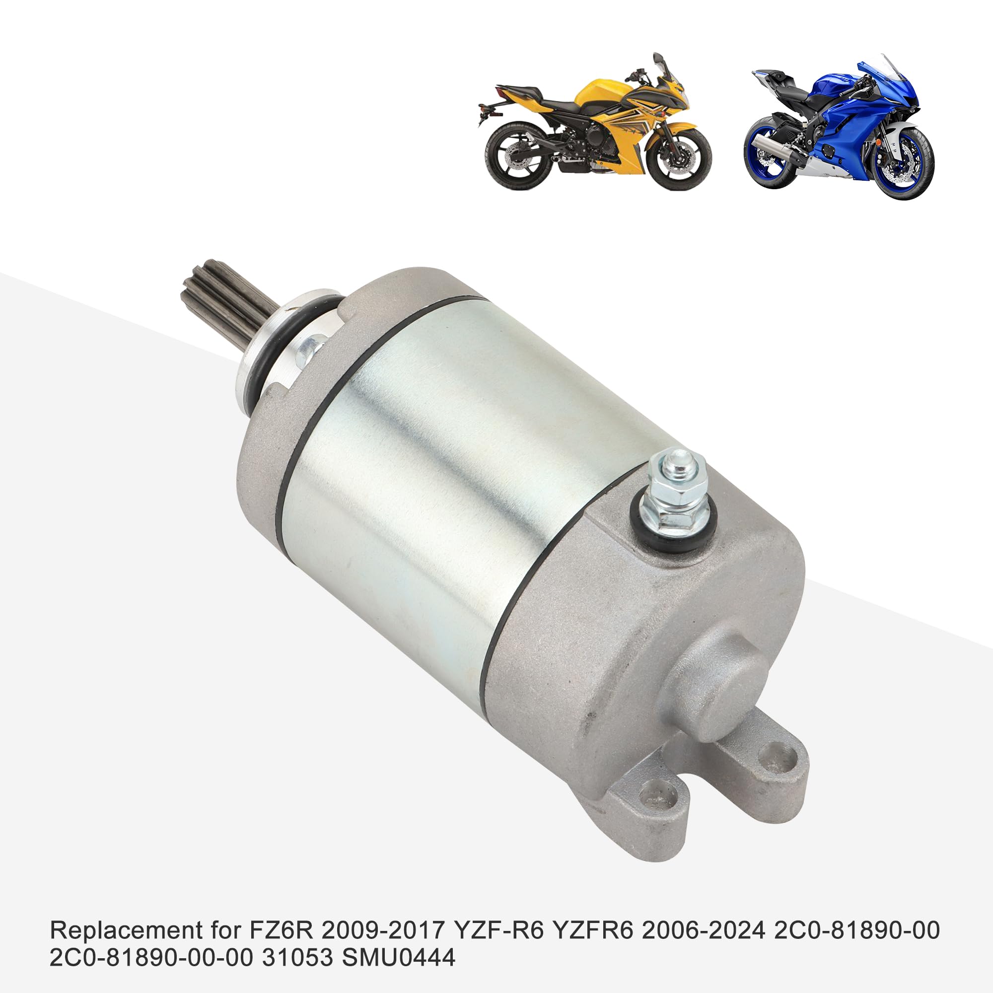 GOOFIT 9T 12V Moteur de démarrage électrique Remplacement pour FZ6R 2009-2017 YZF-R6 YZFR6 2006-2024 2C0-81890-00 2C0-81890-00-00 31053 SMU0444
