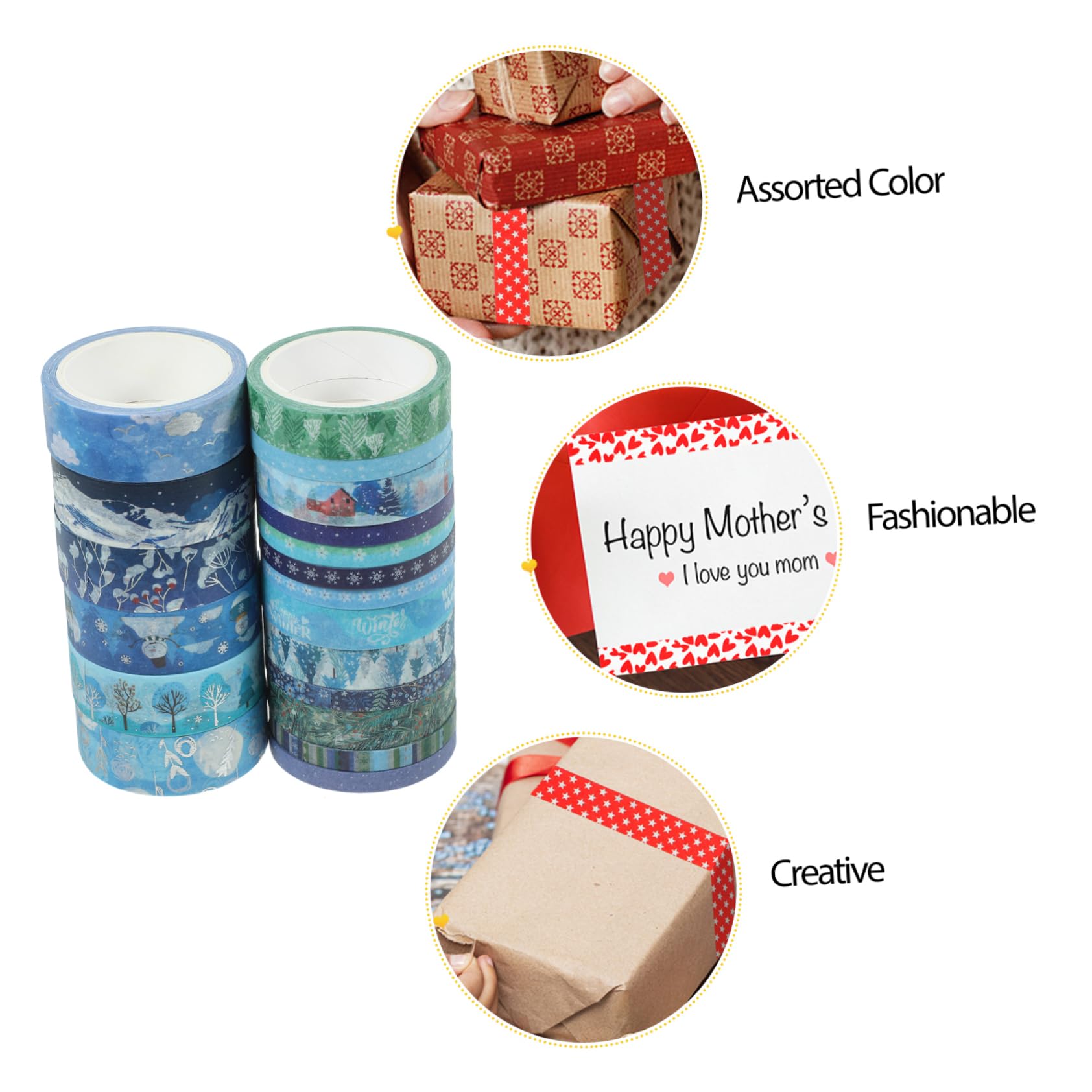 NUOBESTY 57 Rollen Süßes Scrapbooking Washi Tape Diy Washi Tapes Washi Tape Zum Verpacken Von Geschenken Klebeband Für Scrapbooking Thema Weihnachten Blue Japanisches Papier