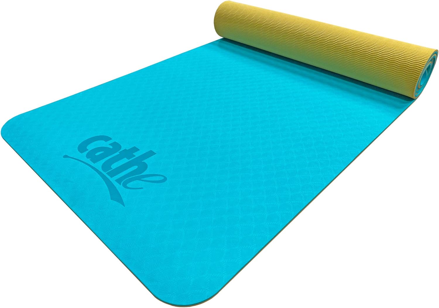 Cathe Aqua Eco-Friendly Extra Thick TPE Yoga Exercise Mat - Perfect for yoga, pilates, floor exercises, core training, strength training, stretching and meditation