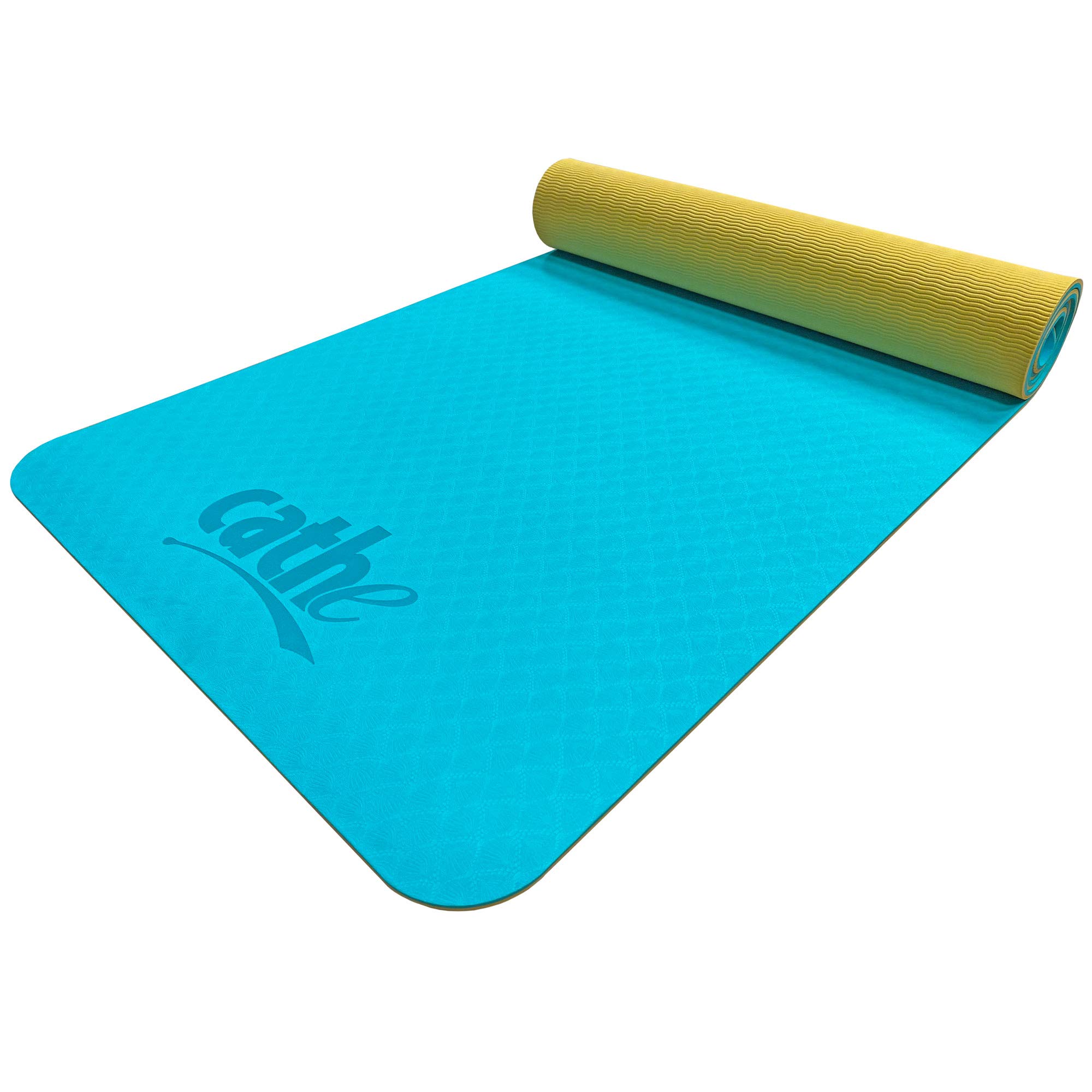Cathe Aqua Eco-Friendly Extra Thick TPE Yoga Exercise Mat - Perfect for yoga pilates floor exercises core training