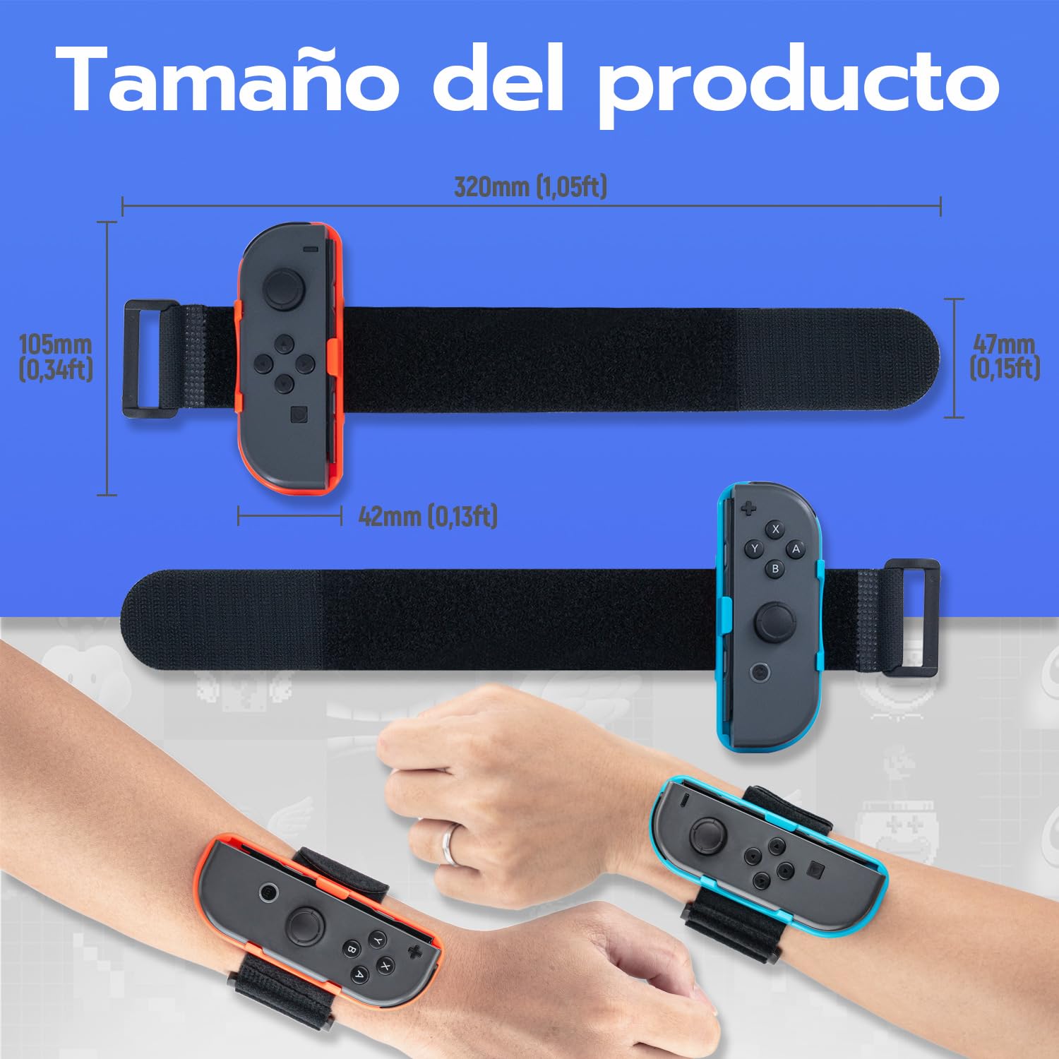 Mcbazel Bandas de Muñeca para Correa Ajustable para Controladores Joy-Con de NS Switch/Switch oled,No compatible switch 2,Just Dance, Burn It Up, Fitness Boxing