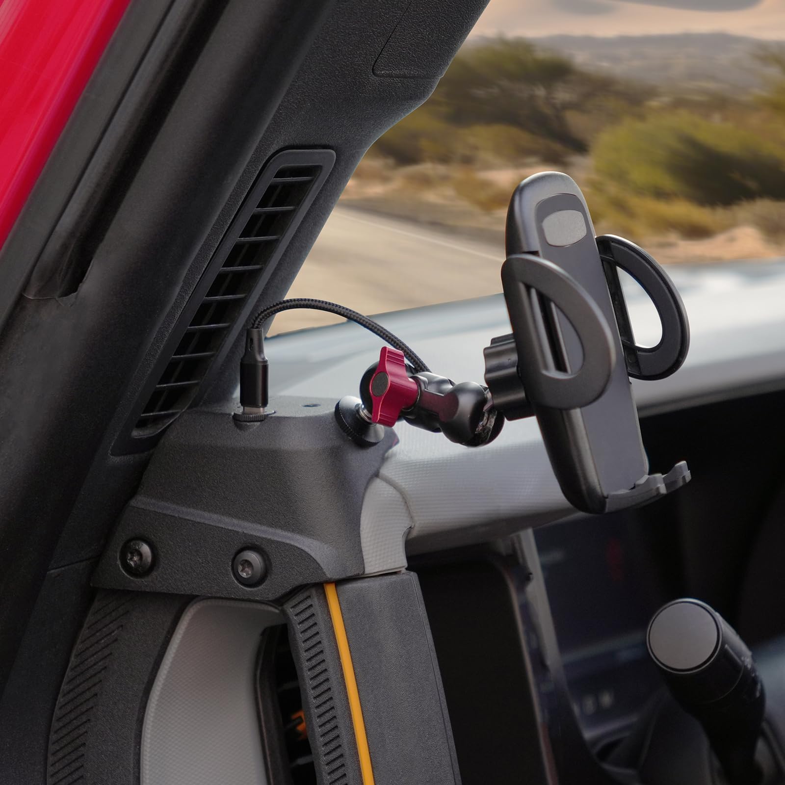 Photo 1 of Aojezoor Phone Holder Compatible with Ford Bronco 2021 2022 2023 2024 2025 2026 Adjustable Angle 360° Phone Holder for Bronco Accessories with Charging Stand Charging C Port