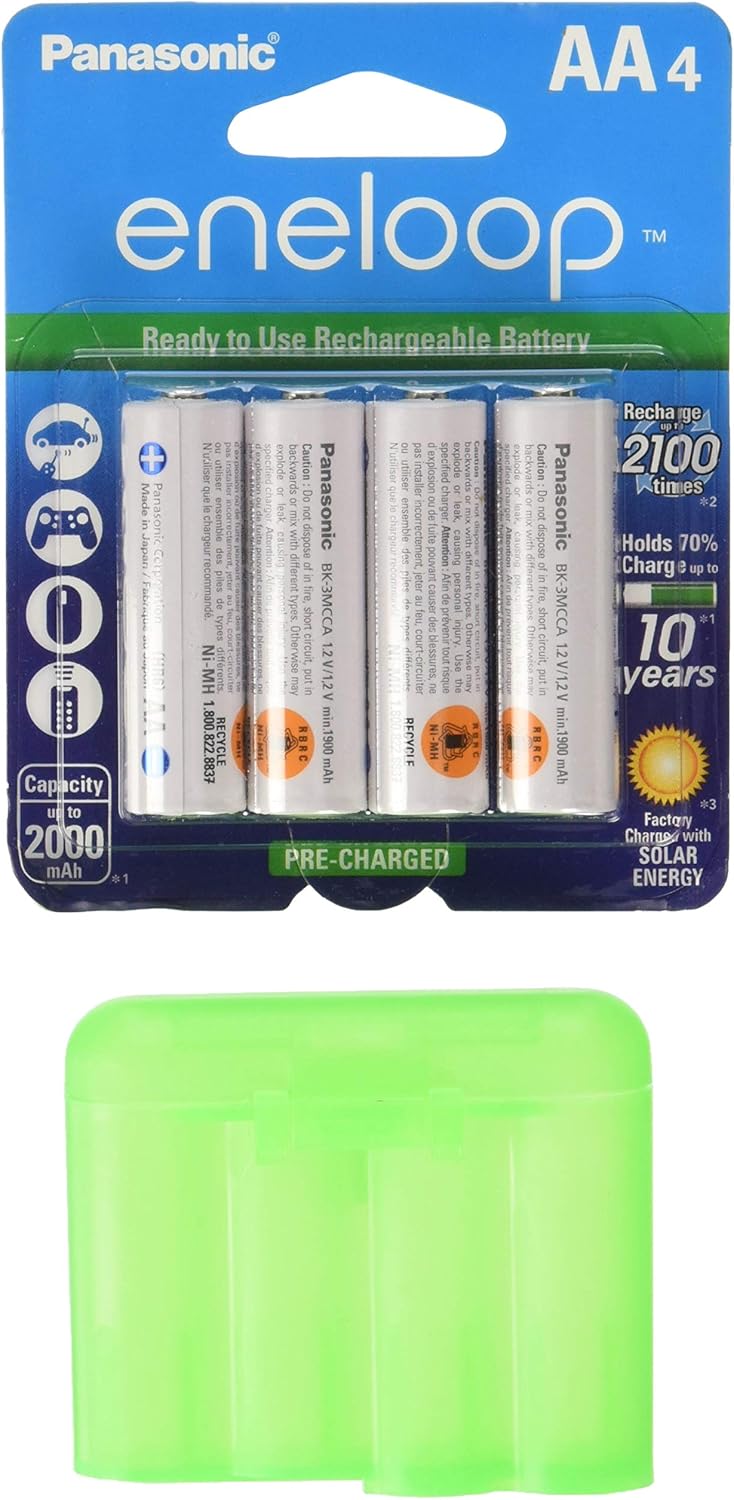 Eneloop QS-RXXW-NU9Y Newest Version 4th Generation AA NiMH Pre-Charged 2100 Times Rechargeable Battery & Panasonic K-KJ55MCA4BA Advanced Individual Battery 3 Hour Quick Charger