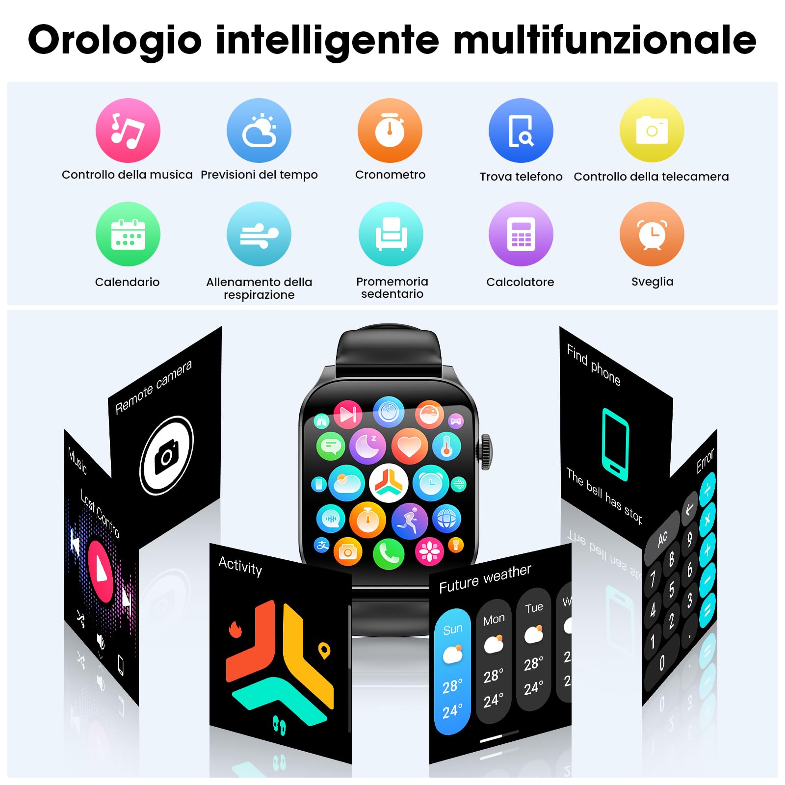 Smartwatch Uomo Donna, 1,91" Schermo Curvo HD Orologio