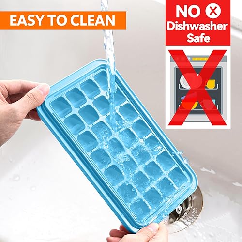 Miniatura 7 de longzon Bandeja para cubitos de hielo con tapa y contenedor, 60 mini bandejas de cubitos de hielo para congelador, molde de cubitos de hielo, moldes