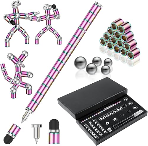 OSDUE Bolígrafo para ansiedad mejorado, bolígrafo magnético, bolígrafo magnético de descompresión, bolígrafo multifuncional capacitivo para pantalla