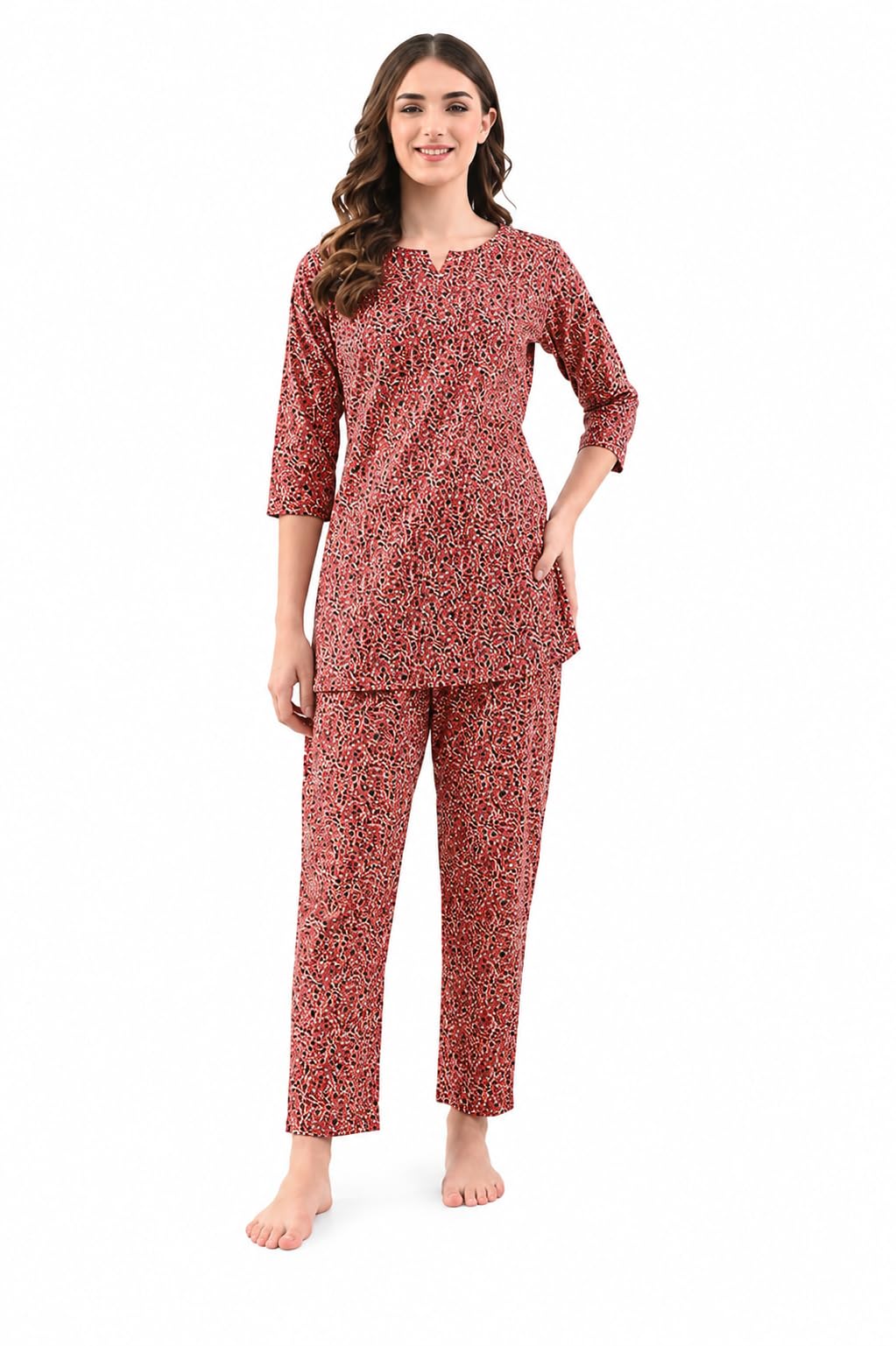 amazon brand - tavasya Women Cotton Night Suit Set | Soft Breathable Fabric | Printed Top & Pajama Set | Comfortable Sleepwear | Regular Fit Nightwear for Women-picture-24