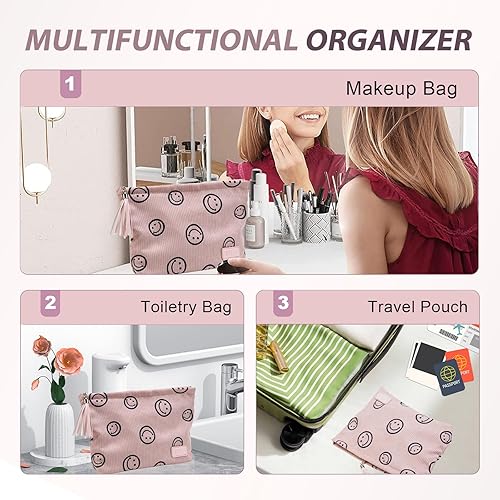 Miniatura 5 de Bolsa de maquillaje pequeña para cosméticos bolsa de cosméticos para bolso, bonitas bolsas de maquillaje con borla, regalos para adolescentes,