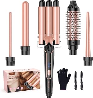 BESTOPE PRO 5 in 1 Curling Iron, Curling Wand Set with Negative Ion Thermal Brush and 4 Interchangeable Ceramic Curling Irons (0.35“-1.5”), Fast Heating Crimper Hair Tool in All Hair Type, Women Gifts
