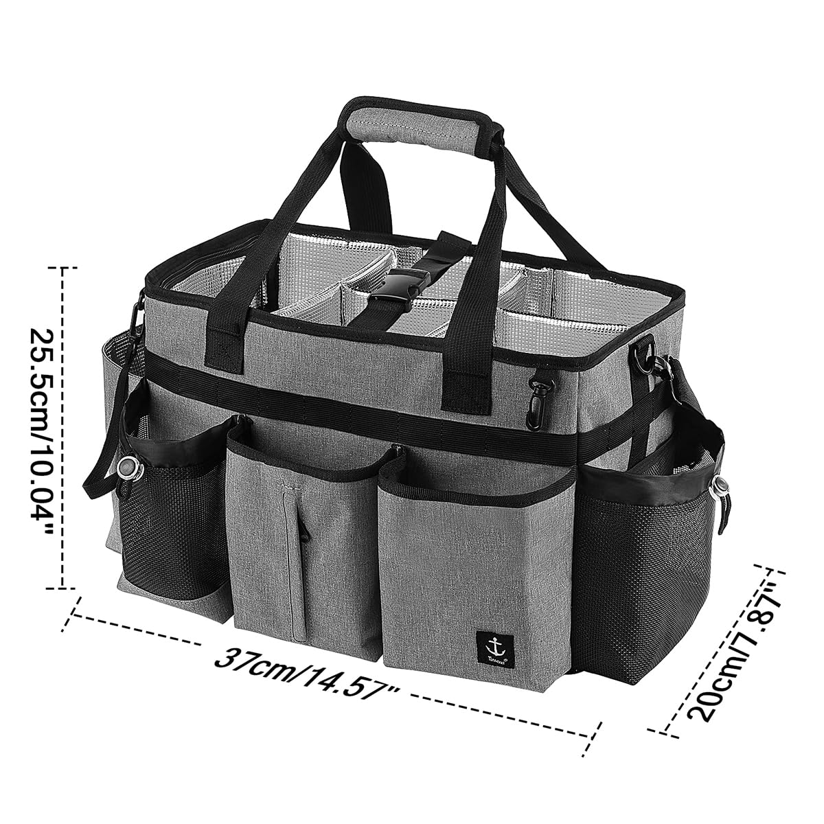 Grande borsa portabile per la pulizia con divisorio staccabile, organizer per le pulizie con manici, borsa per la pulizia con tracolla regolabile e cintura in vita per addetti alle pulizie e