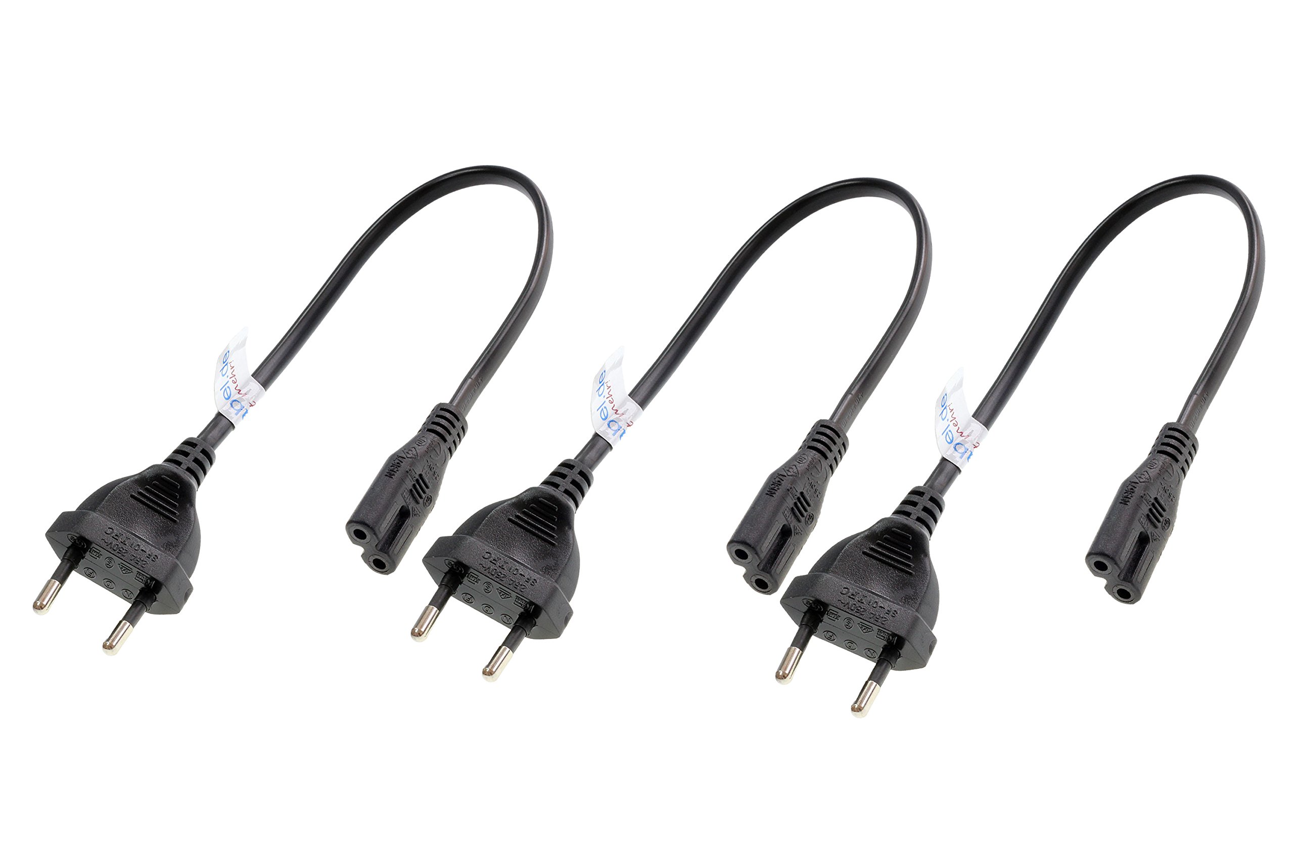 Shortix Netzkabel 75cm - Gewinkelter Euro-Flachstecker Auf Euro-8-Buchse