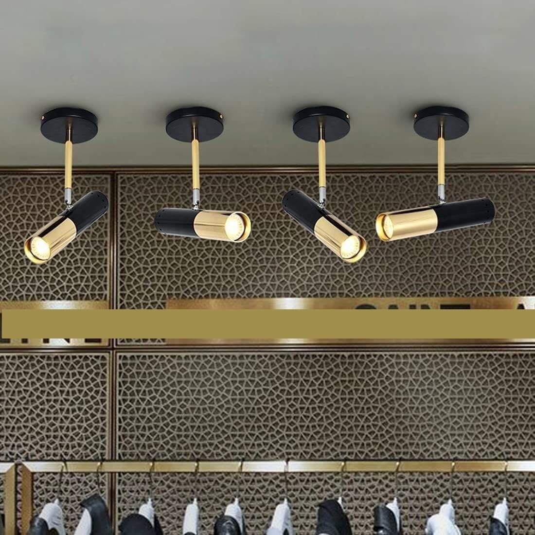 Champagne Gold Rail Ceiling Spotlight V-intage LED Track Lighting Fixture Rotatable Light Heads Flush Mount Lamp,Chandeliers