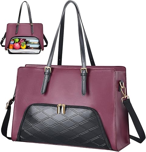 Damen Laptoptasche Mit Lunchfach 15.6 Zoll - 2-in-1 Büro & Essen PU Leder Wasserdicht