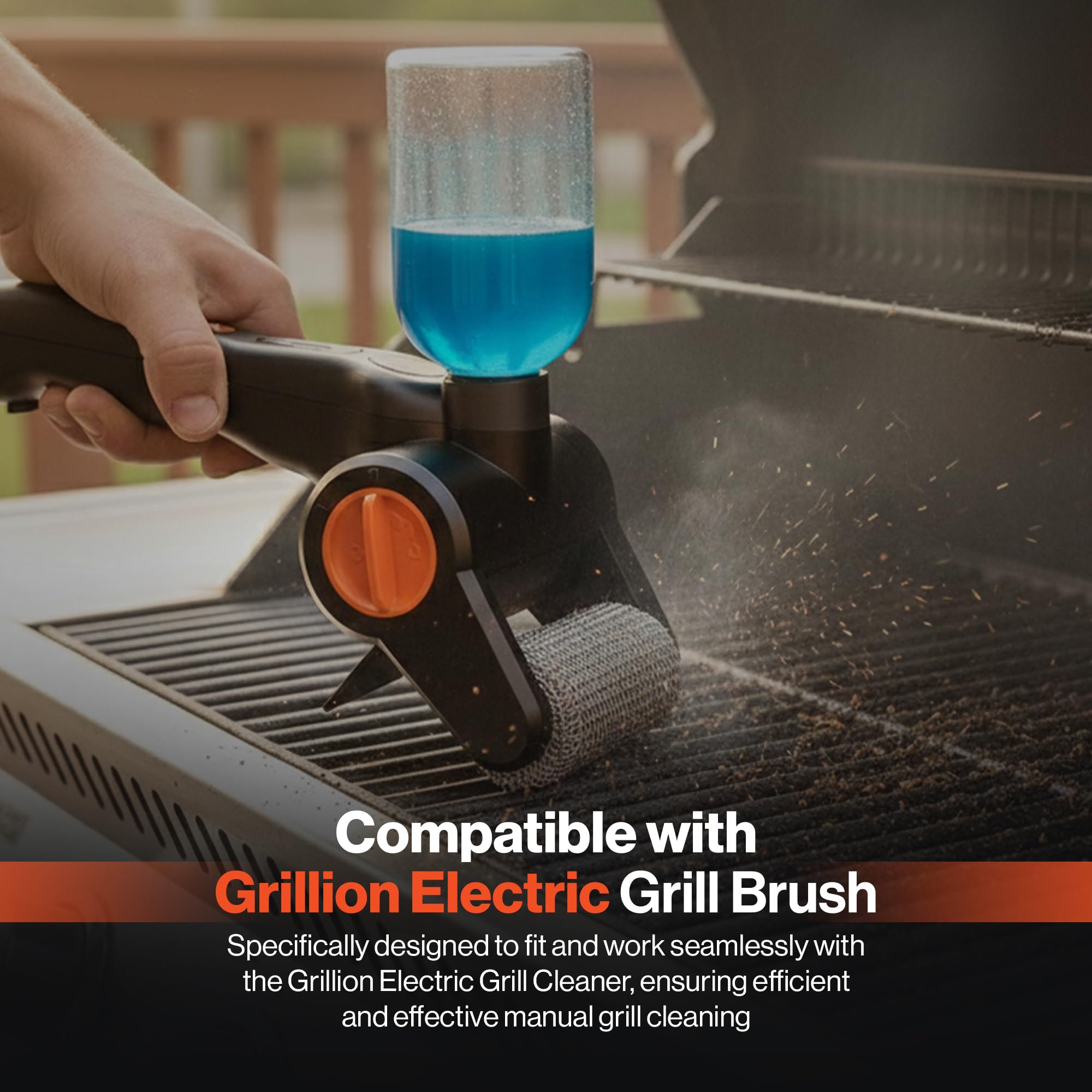 2 testine di ricambio per la pulizia della griglia elettrica, catena in acciaio inox e filo per la pulizia della griglia del barbecue, testine intercambiabili per GRILLION Electric Grill