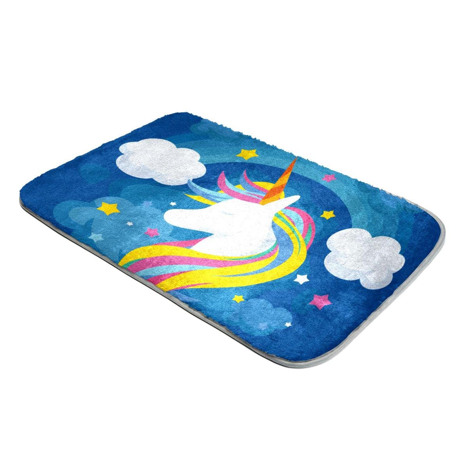 Tapis licorne arc-en-ciel bleu pour réchauffer le sol d'une chambre d'enfant