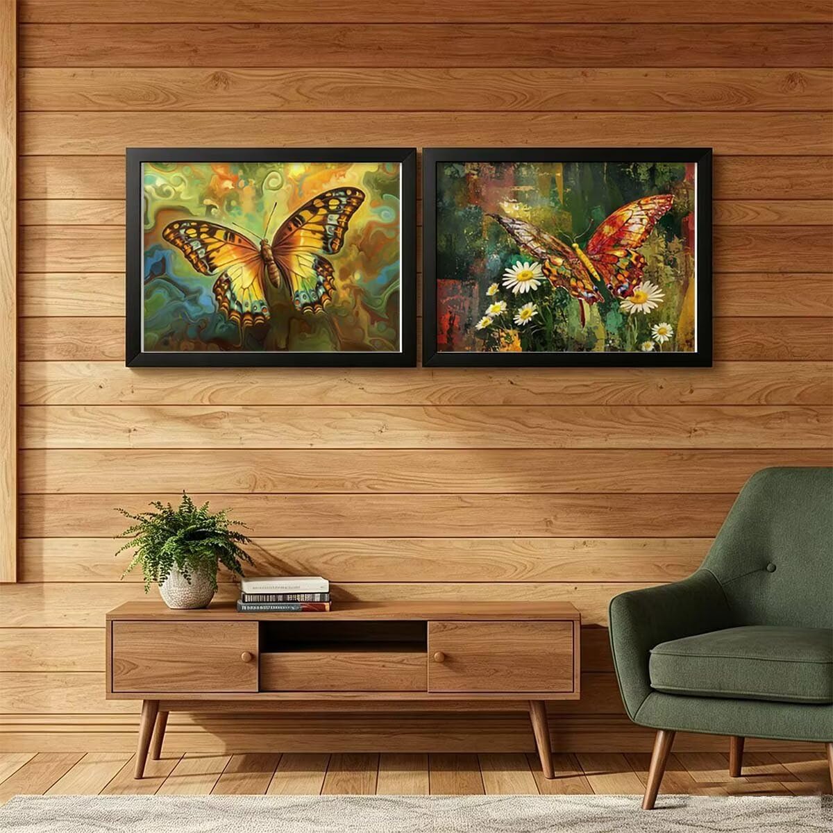(2 Pack) Zestaw do malowania diamentowego motyla dla dorosłych 110x80cm L