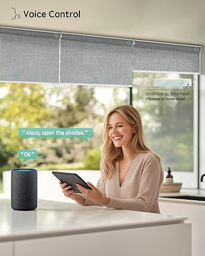 Miniatura 57 de Yoolax Persianas motorizadas con control remoto, persianas inteligentes opacas para ventanas, persianas enrollables motorizadas, persianas Tela