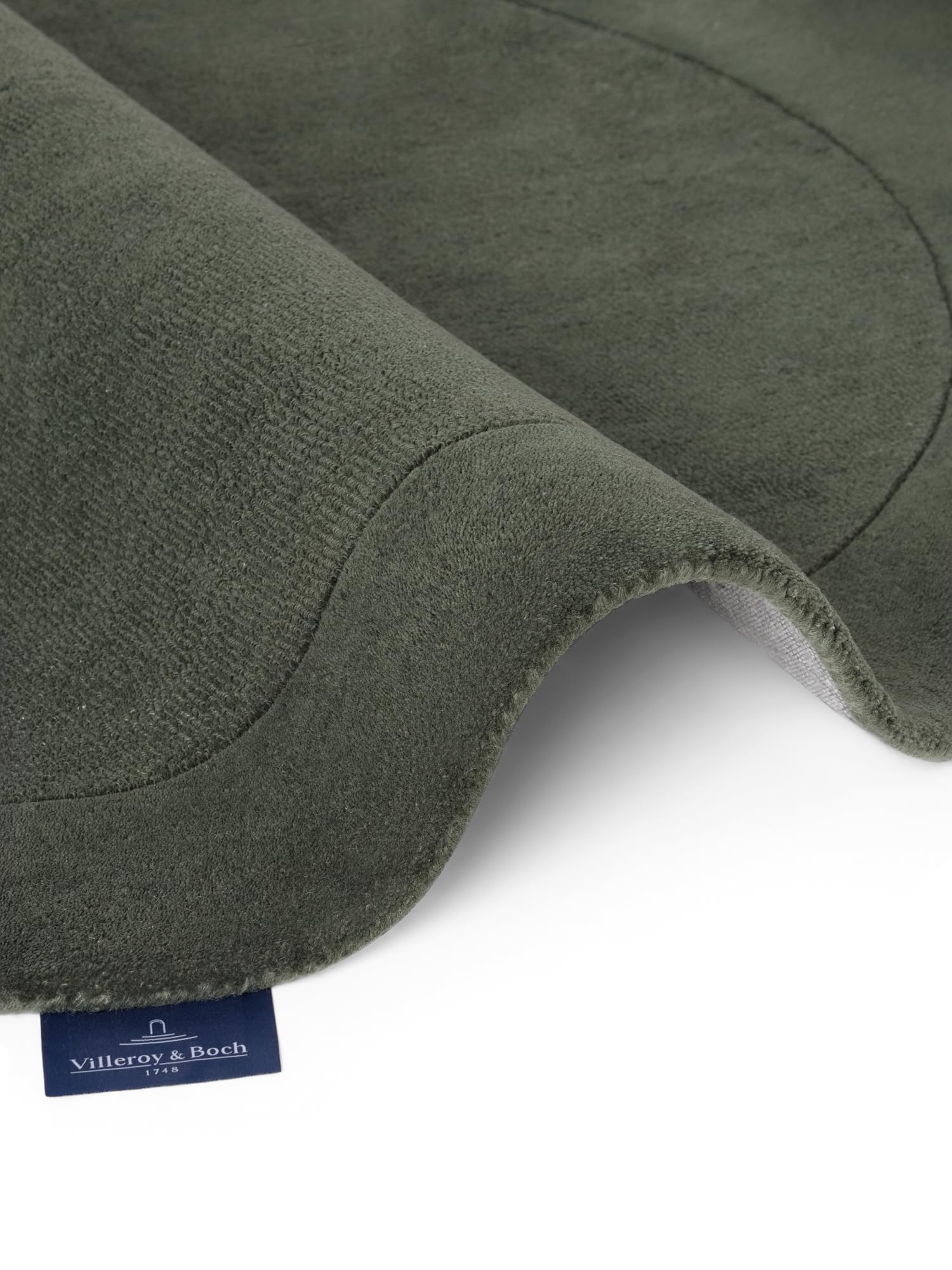 Villeroy & Boch Wollteppich Kivi Rund - Weicher Natur Wohnzimmerteppich mit Bordüre, Handgemacht & Natürlich, Modernes Design für Wohnzimmer, Schlafzimmer, Esszimmer, Flur - Natur Grün, Ø 150 cm