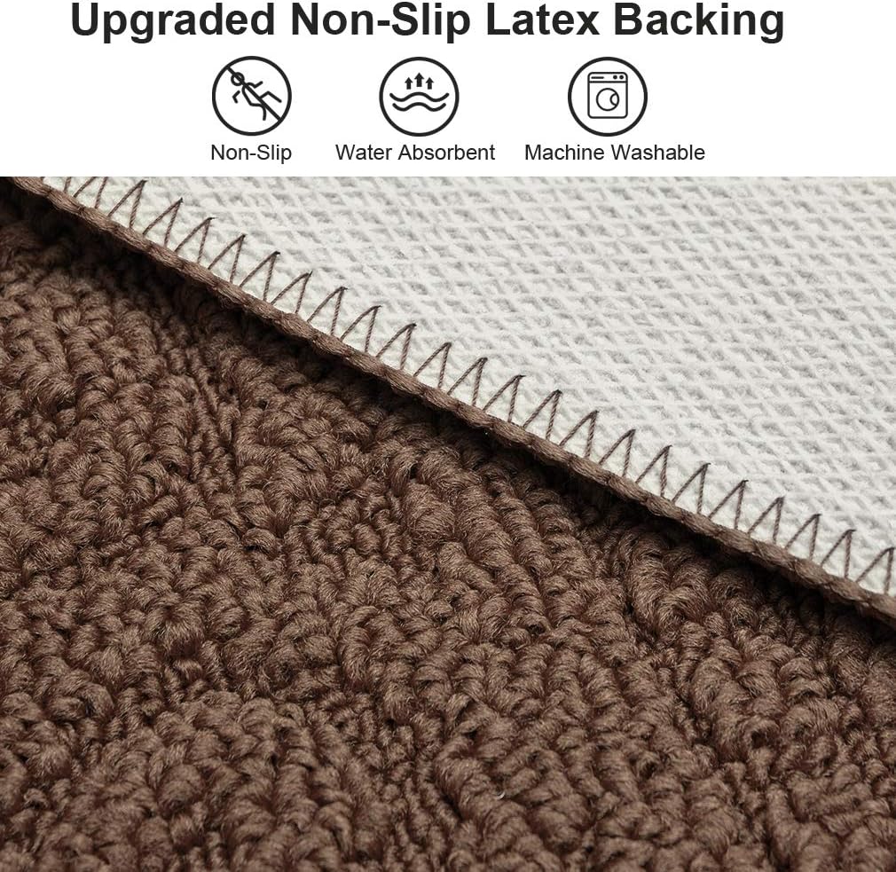 VANZAVANZU Kitchen Rugs, 2 Pack 31"x19" Kitchen Mats, Half Moon Round Kitchen Rugs Carpet, Designed in Latex Anti Skid Absorbent and Machine Washable for Kitchen Doorway Bathroom Floors (Coffee)