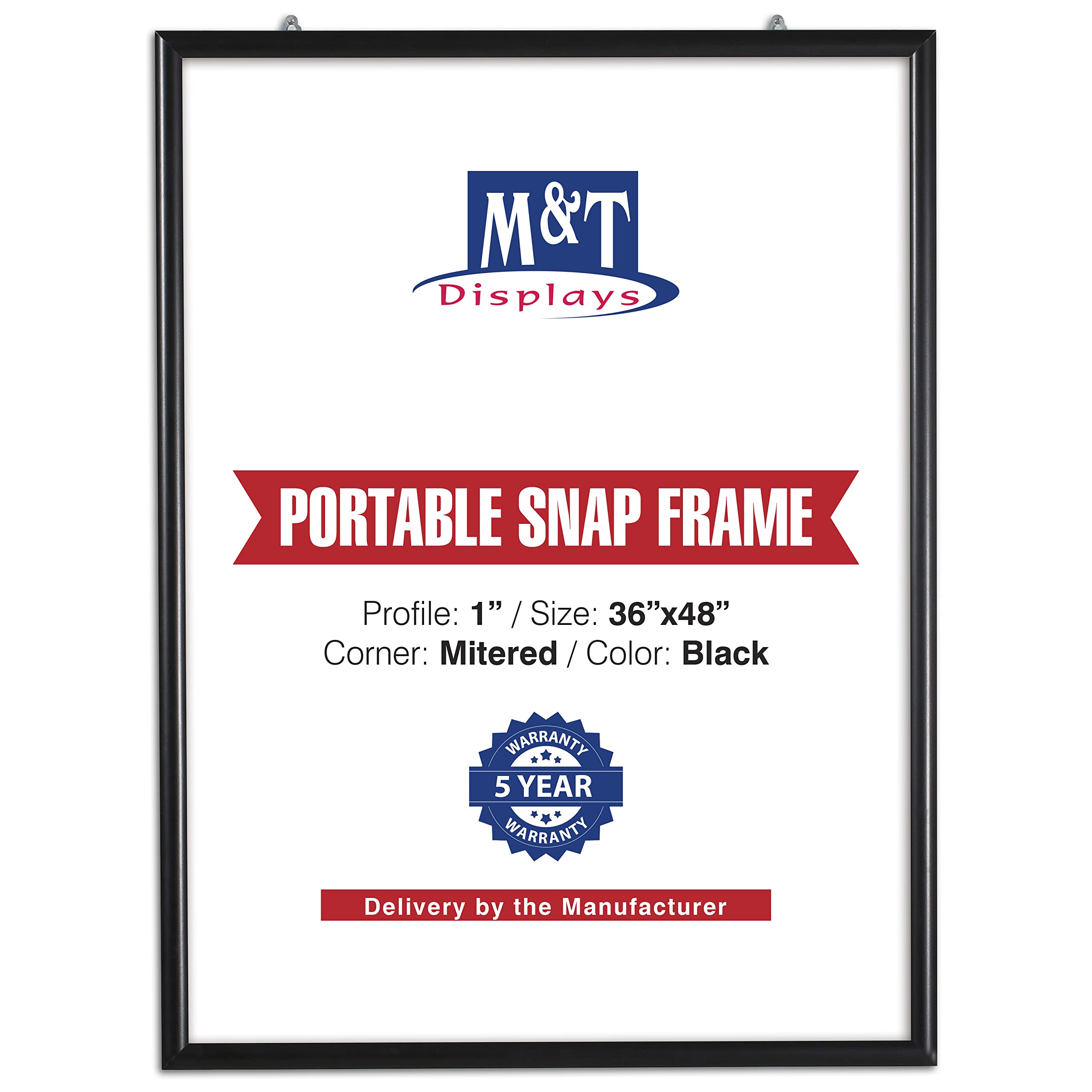 M&T Displays Portable Snap Poster Frame 36x48 Inch Black 1