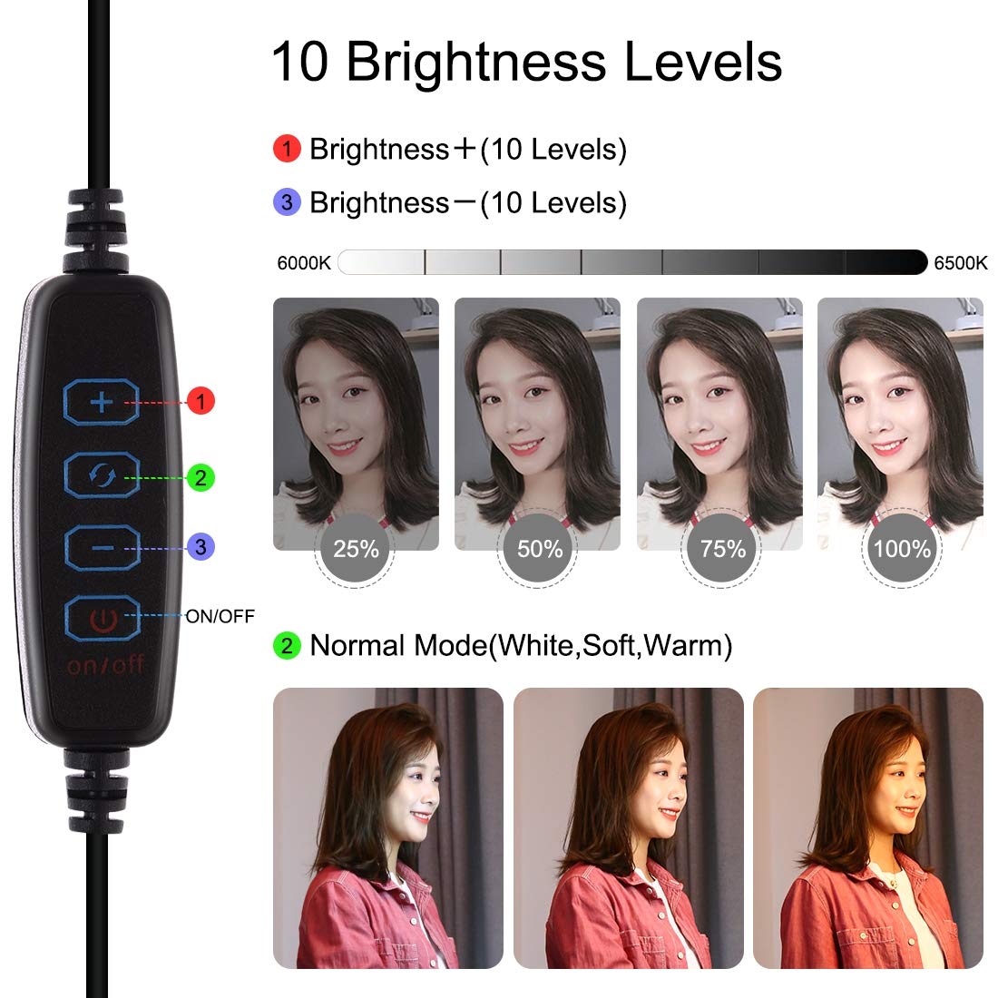 APP LIFE Ring Light 10 Pollici LED 3 Modalità Illuminazione 10 Luminosità Staffa Triangolare