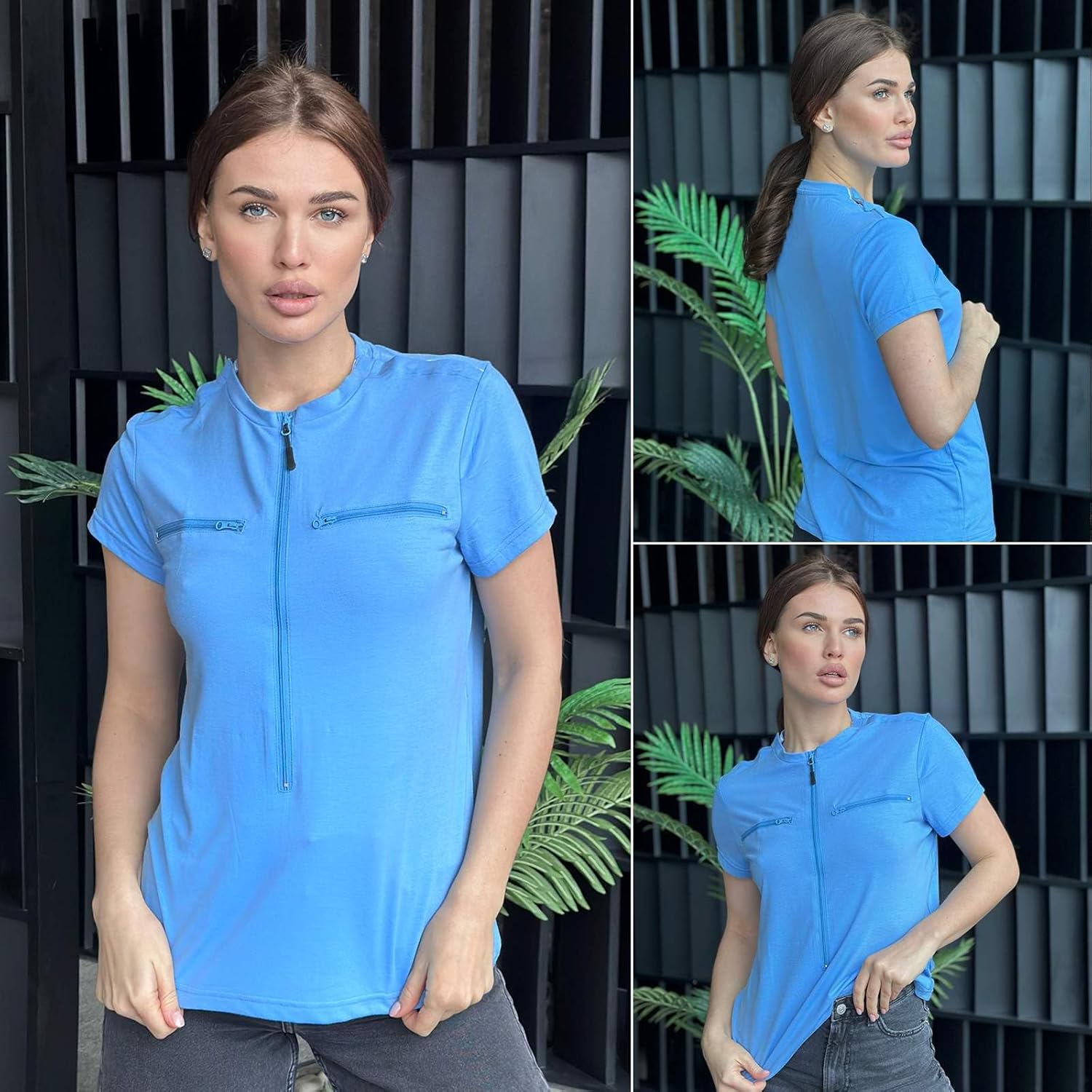 Deyeek Chemo Shirts for Port Access Women 2 Side Snap Short Sleeve Shoulder Surgery Rotator Cuff Dialysis Recovery Shirts - Image 7