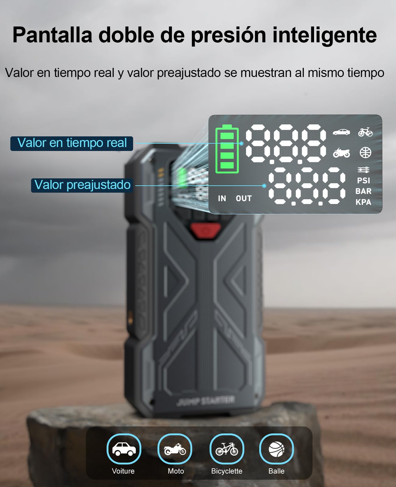 Avviatore di emergenza per auto, 8000 A, con compressore da 150 PSI, batteria da 12 V, per tutte le benzine/diesel da 10 l, con display a LED e cavo di avviamento, da donna