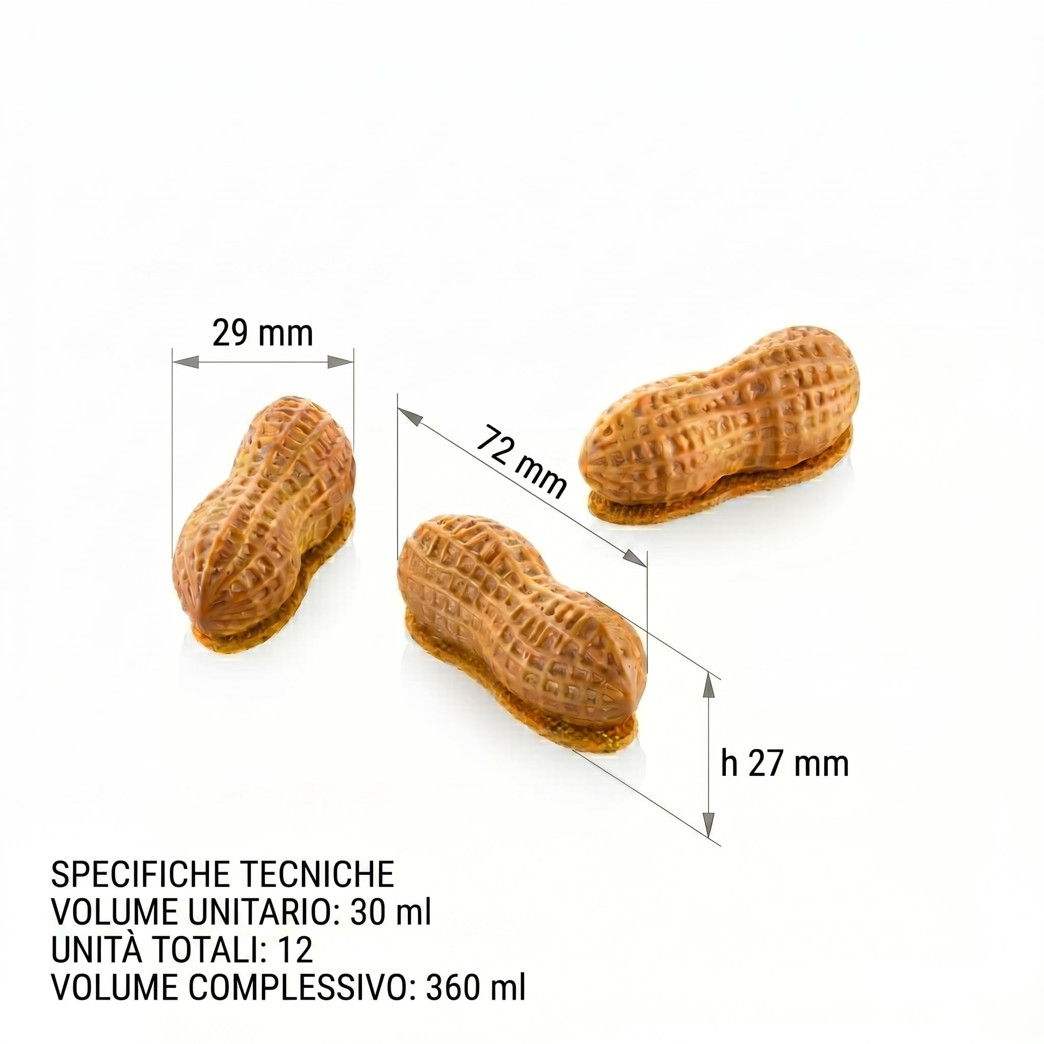 silikomart Stampo in Silicone MIGNON Arachide 30 Accessori Professionali per Cucina e Pasticceria con Cutter ABS, 12 Cavità da 30 ml