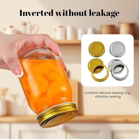 Mason Jars 5oz to 32 oz, Quart Wide Mouth Mason Jar With Airtight Lids,Glass Canning Jars for Fermenting, Pickling,Meal Prep,Overnight Oats & Centerpieces (silver-1, 380ml)