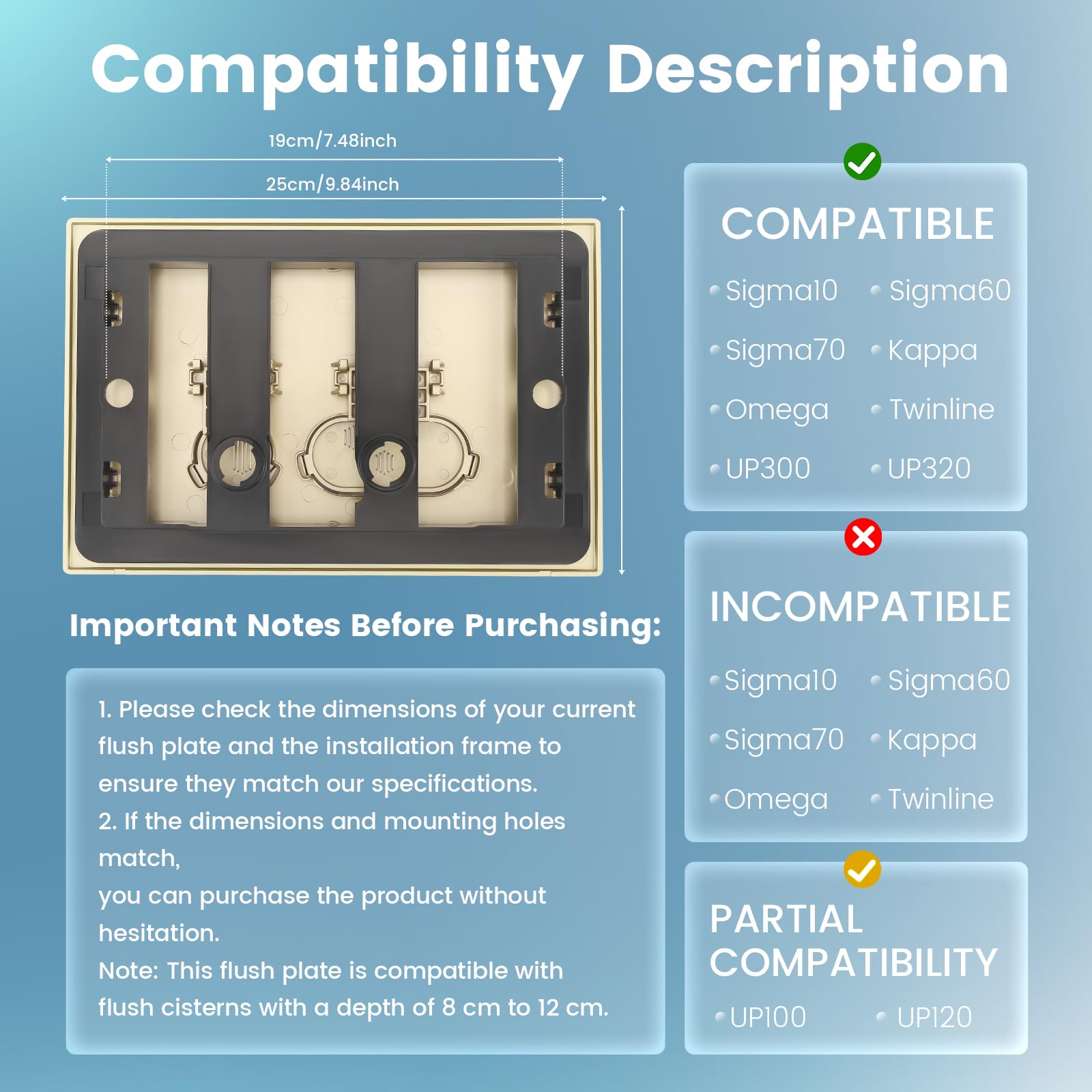 Placca Di Comando Wc,Compatibile Con Geberit 01,20,30,50,Up300,Up320,Piastra Doppio Scarico,Silenziosa,Dimensioni 243×163 Mm,Completa Di Set Di Leve Di Scarico E Telaio Di Montaggio (oro)