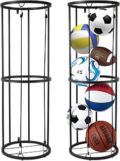 URMMIY Garage Ball Storage Rack - Wall-Mounted Vertical Holder for Basketball, Soccer, Football, Volleyball - Space-Saving Organizer