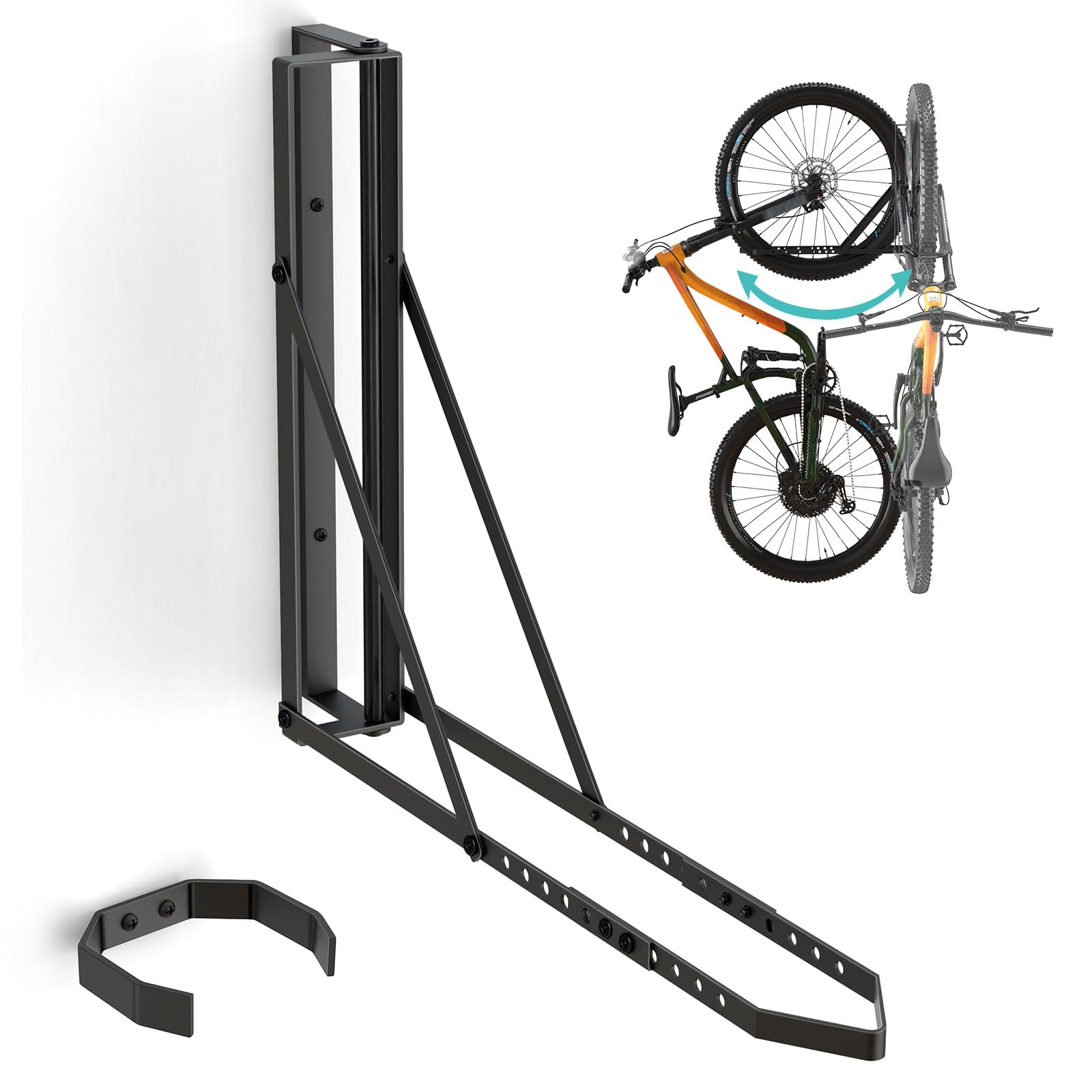 KANEODOT Swivel Bike Wall Mount, Vertical Space-Saving Bike hanger, Garage Bike Hooks for MTB, Road