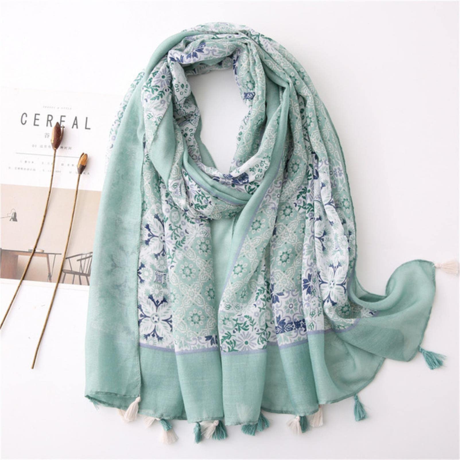 Bufanda Moda Floral Flecos Viscosa Mantón Bufanda Señoras Abrigo Fino Cachemira Mantón Hijab Musulmán 180 * 90 Cm