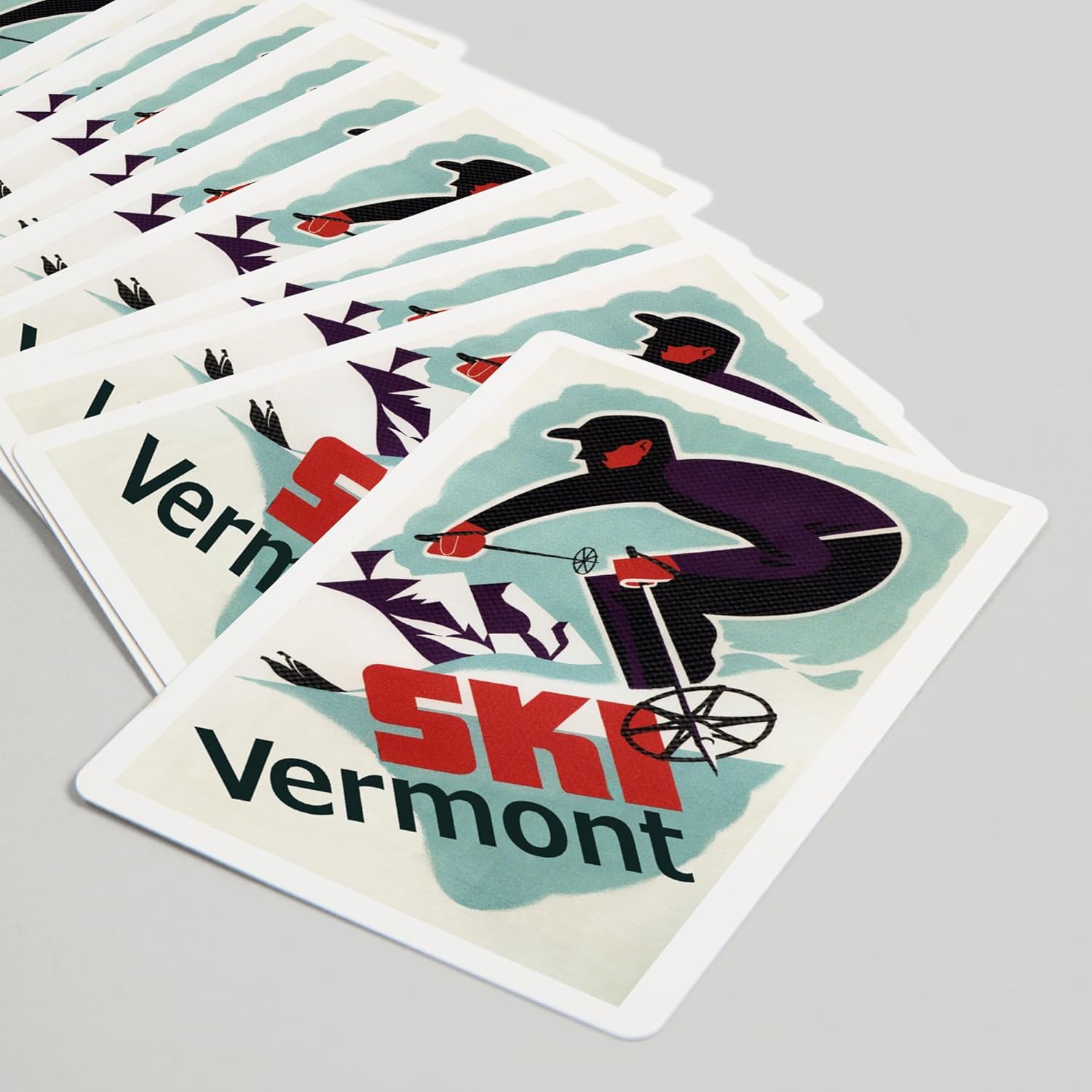 Lantern Press Ski Vermont, Retro Skier, 52 Playing Cards for Adults, Poker Size Card Deck